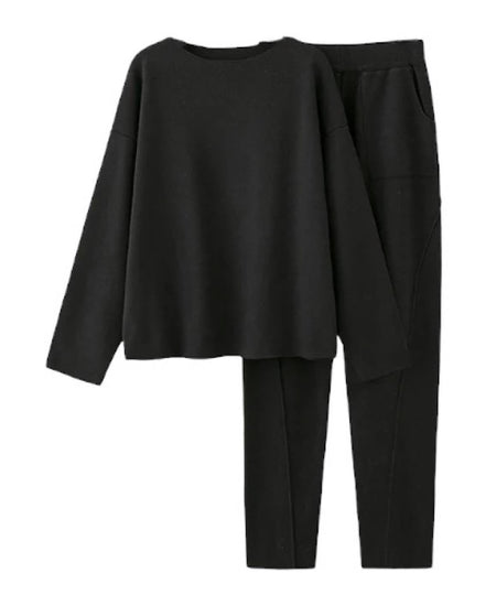 Ribbed Knit Sweater and Pants Two Piece Set - BEYAZURA.COM