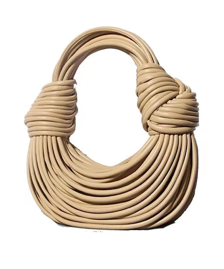 Noodle Rope Knotted Hobo Handbag In Black - BEYAZURA.COM