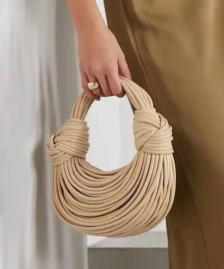 Noodle Rope Knotted Hobo Handbag In Gold - BEYAZURA.COM