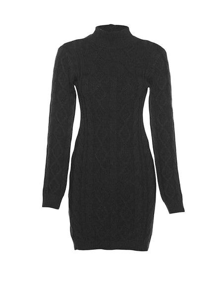 Backless Cable Knit Mini Dress - BEYAZURA.COM