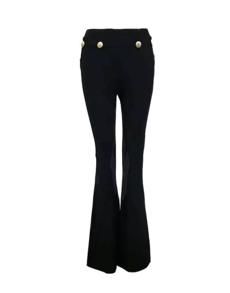 Bandage Gold Buttoned Flared Pants - BEYAZURA.COM