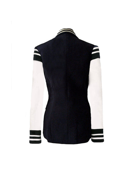 Black And White Double Breasted Blazer - BEYAZURA.COM