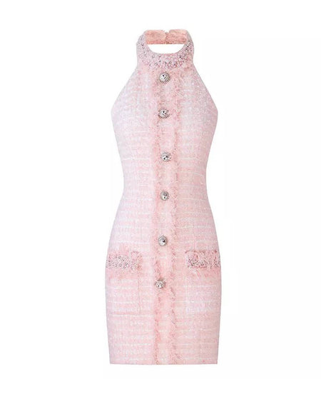 Black Tweed Trimmed Dress - BEYAZURA.COM