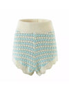 Blue Striped Knit Two Piece Cardigan Shorts Set - BEYAZURA.COM