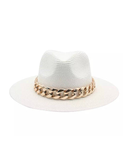 Chain Straw Summer Hat - BEYAZURA.COM