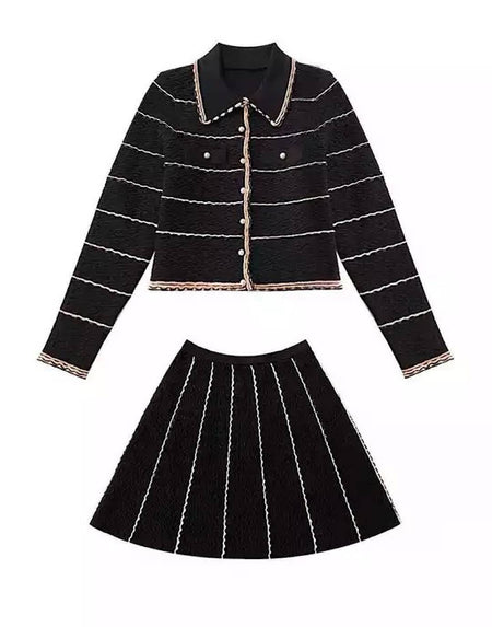 Collared Shirt And Skirt Two Piece Set - BEYAZURA.COM