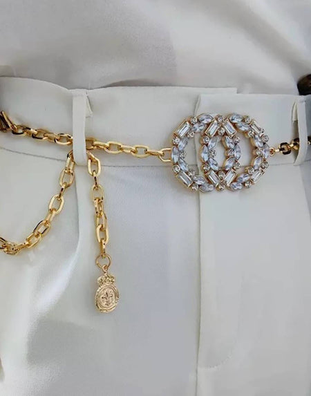 Crystal Gold Chain Belt - BEYAZURA.COM