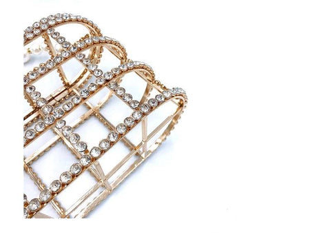 Crystallized Cage Pearl Handle Clutch - BEYAZURA.COM