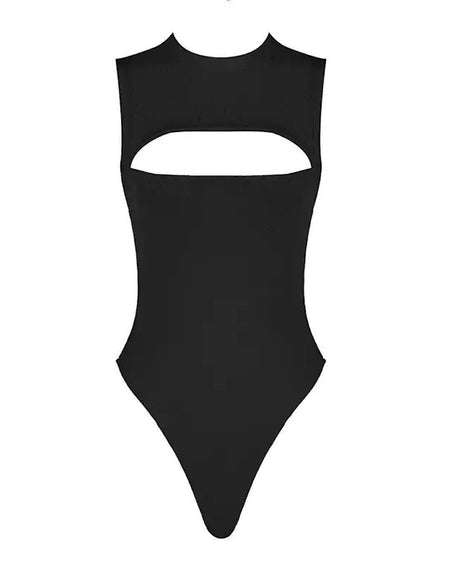 Cutout Cleavage Bandage Bodysuit - BEYAZURA.COM
