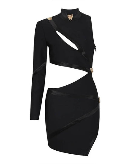 Cutout Detailed Mini Dress In Black - BEYAZURA.COM