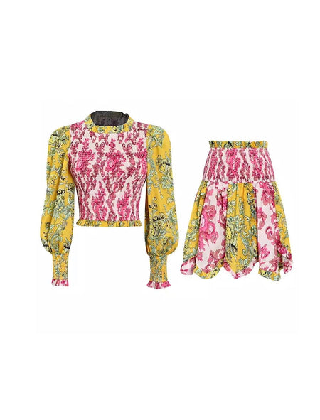 Elastic Top And Skirt Two Piece Set - BEYAZURA.COM