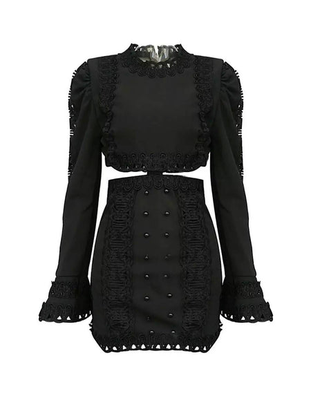 Embroidered Cut Out Mini Dress - BEYAZURA.COM