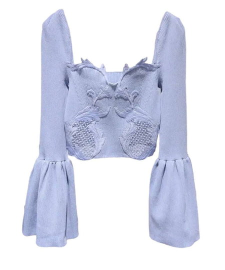 Embroidered Knit Skirt Set - BEYAZURA.COM