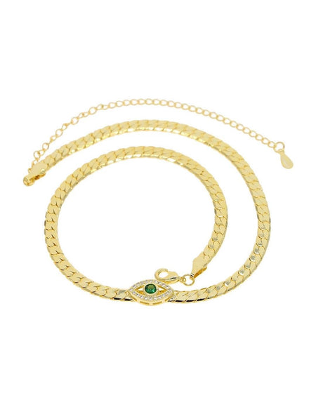 Evil Eye Charm Golden Chain Necklace - BEYAZURA.COM