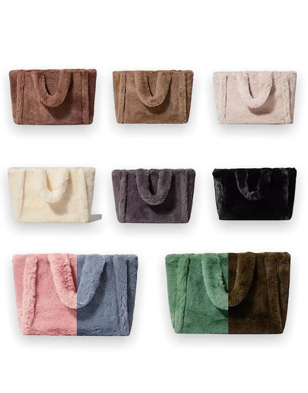 Faux Fur Soft Plush Tote Bag - BEYAZURA.COM