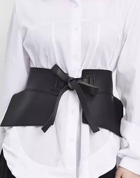 Faux Leather Wide Tie Knot Belt - BEYAZURA.COM