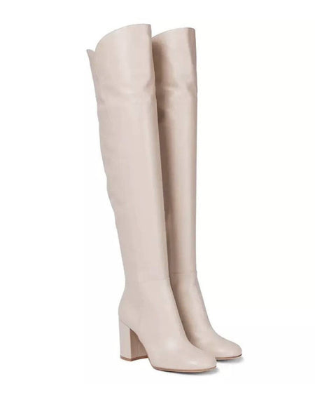 Genuine Leather Knee High Boots - BEYAZURA.COM