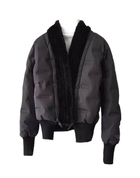 Genuine Mink Trimmed Puffer Coat - BEYAZURA.COM