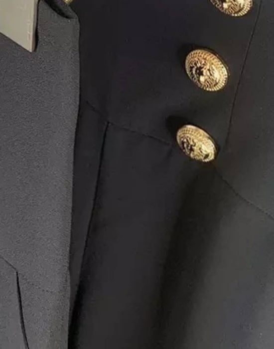 High Waisted Gold Button Flared Pants - BEYAZURA.COM