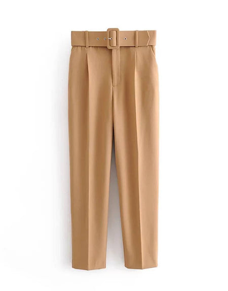 High Waisted Office Style Slim Pants - BEYAZURA.COM