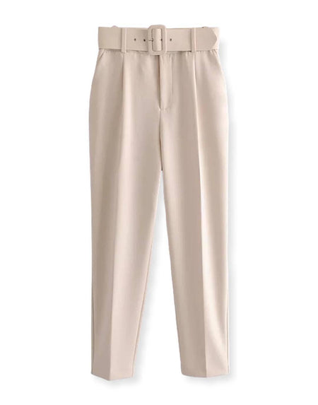 High Waisted Office Style Slim Pants - BEYAZURA.COM