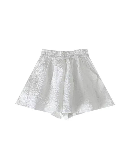 Jacquard Wide Leg Mini Shorts - BEYAZURA.COM