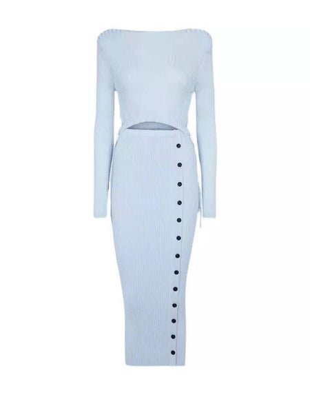 Knitted Slim Cut Cut Out Dress - BEYAZURA.COM