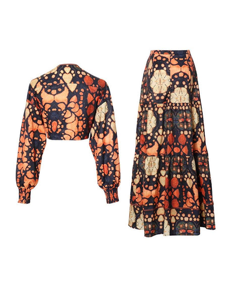 Knotted Top And Skirt Top Vintage Set - BEYAZURA.COM