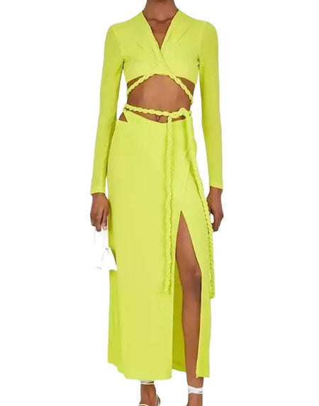 Laced Up Top And Skirt Coord Set - BEYAZURA.COM
