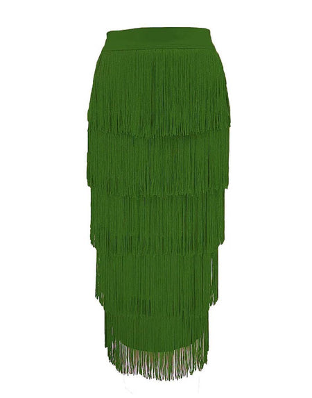Layered Tassel Midi Skirt - BEYAZURA.COM