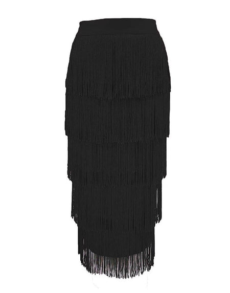 Layered Tassel Midi Skirt - BEYAZURA.COM