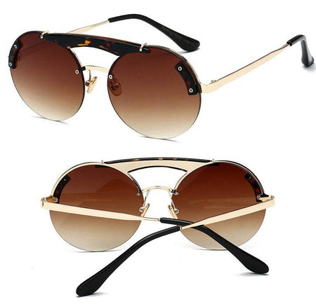 Leopard Frame Round Sunglasses - BEYAZURA.COM