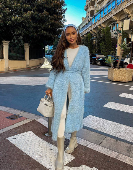 Long Knitted Oversized Warm Cardigan - BEYAZURA.COM