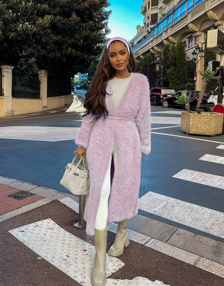 Long Knitted Oversized Warm Cardigan - BEYAZURA.COM