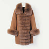 Luxury Wool Cashmere Coat With Fox Fur Trims - BEYAZURA.COM