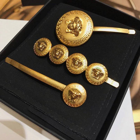 Medusa Gold Coin Hair Slides - BEYAZURA.COM