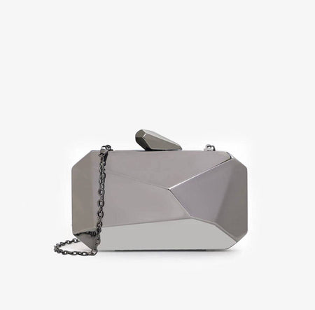 Metal Geometrical Evening Clutch - BEYAZURA.COM