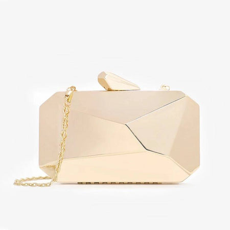 Metal Geometrical Evening Clutch - BEYAZURA.COM