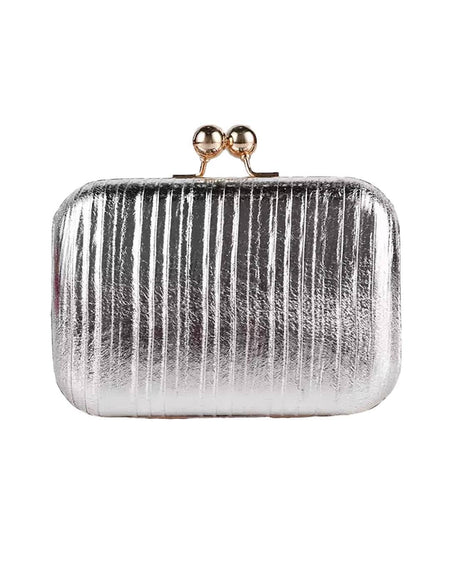 Metallic Metal Evening Clutch - BEYAZURA.COM
