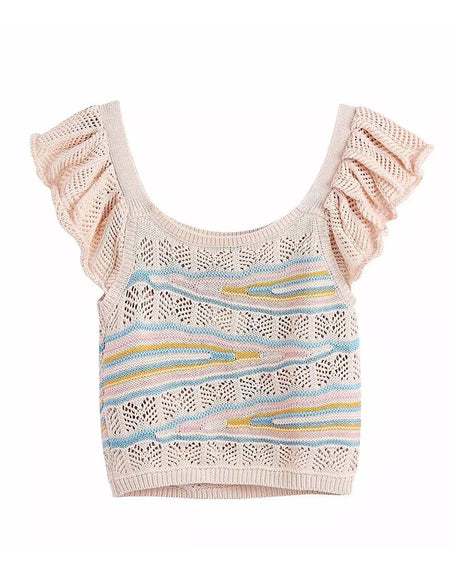 Multi Color Knitted Pattern Shorts Set - BEYAZURA.COM