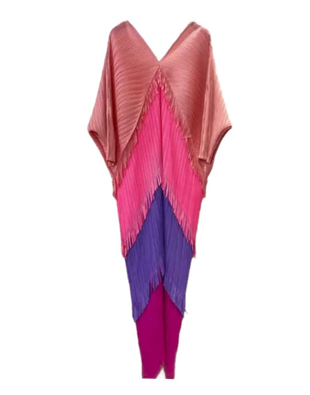 Multi Layer Color Pleated Dress - BEYAZURA.COM
