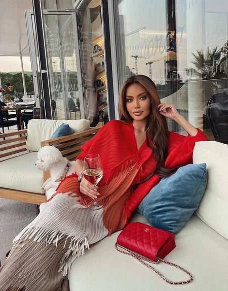 Multi Layer Color Pleated Dress - BEYAZURA.COM