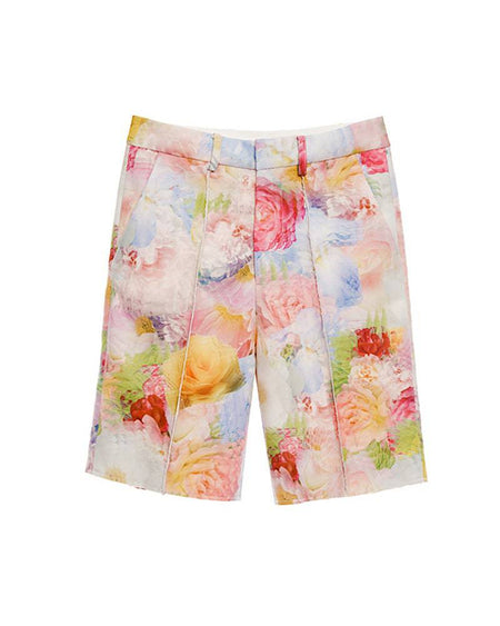 Multi Print Flower Print Long Shorts - BEYAZURA.COM