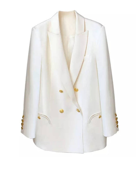 Oversized Double Breasted Blazer Jacket - BEYAZURA.COM