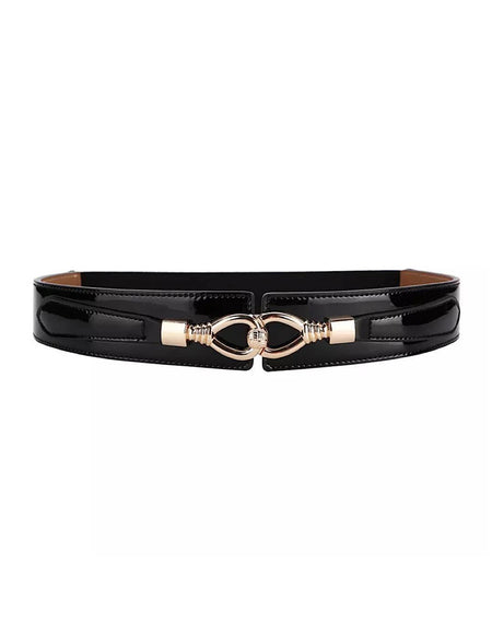 Patent Leather Elastic Back Belt - BEYAZURA.COM