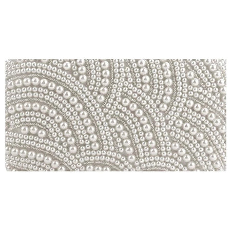 Pearl And Crystal Beaded Rectangular Evening Clutch - BEYAZURA.COM