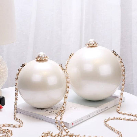 Pearl Inspired Round Evening Clutch - BEYAZURA.COM