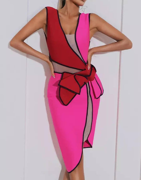 Pink Mesh Bandage Dress - BEYAZURA.COM