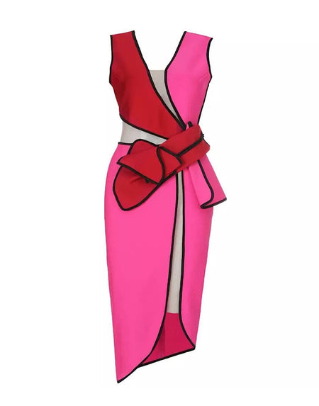 Pink Mesh Bandage Dress - BEYAZURA.COM