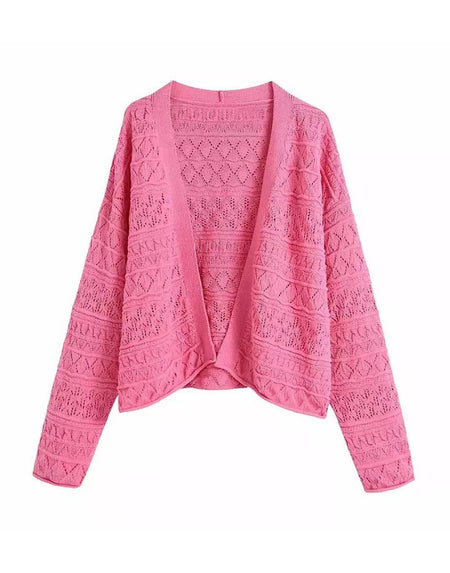 Pink Sweater And Bra Top Knit Set - BEYAZURA.COM